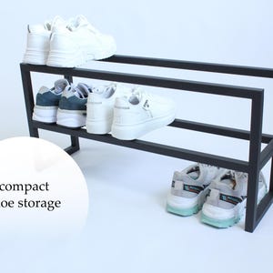 Metal shoe rack, 2 Tier Shoe rack, Compact shoe rack, Shoe storage in the hallway, Floor shoe rack, Loft style furniture, Laconic shelf