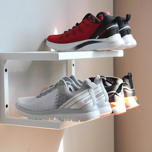 Wall Mounted Shoe Rack - Minimalist Metal Shoe Shelf - Floating Shoe Storage Organizer - Modern Entryway Shoe Holder for Small Spaces
