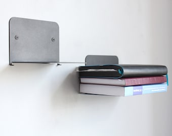 2 estanterías de decoración montadas en la pared / Estantes flotantes de metal / Organizador de libros montado en la pared / Regalo de Navidad / Decoración minimalista de estantería /