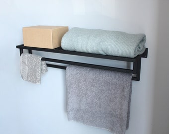 Toallero / Toallero de baño / Almacenamiento de toallas de metal de montaje en pared / Organizador de baño elegante decorativo / Regalo de bienvenida para ella /