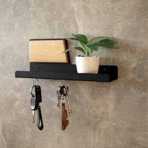 Handmade Wooden Metal Magnetic Key Holder - Wall Mounted Entryway Organizer - Magnetic wall decor - Unique key storage - Key rack organizer