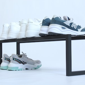 Floor shoe rack, Metal shoe rack, Shoe storage, Industrial shoe rack, Shelf in the hallway, Arrangement of the hallway, Shelf loft style