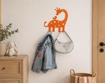 Kids Wall Hook, Animal Coat Hook, Nursery Wall Hanger, Metal Kids Coat Rack, Giraffe Wall Hook, Children's Room Decor