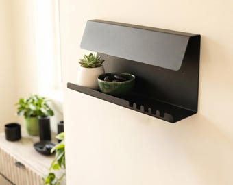 Organiseur d'entrée moderne avec crochets pour porte-clés, porte-courrier en métal, porte-clés mural, étagère de rangement flottante, organiseur d'entrée