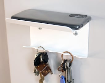 Key holder for wall metal | Organizer with keys hooks for modern front door | Wall hook shelf | Entry shelf key hooks | Mail organizer