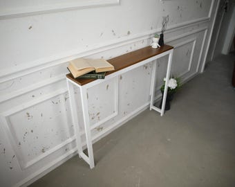 Mesa consola de madera con estructura metálica - Mesa estrecha para recibidor