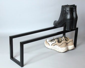 Metal shoe rack, Black Shoe rack, Compact shoe rack, Shoe storage in the hallway, Floor shoe rack, Loft style furniture, Entryway organizer