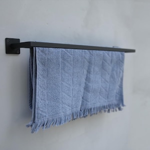 Wall Mount Towel Holder, Farmhouse Decor, Bathroom Decor, Wall Towel Storage, Modern bath towel holder, Wall Storage Shelves with Towel Rack