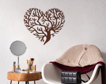 Arte de pared de corazón de metal: decoración rústica de granja, escultura de pared moderna