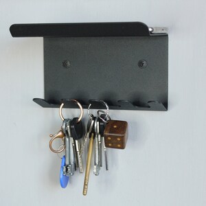 Wall Mounted Metal Key & Mail Holder Shelf: Modern Entryway Organizer ...