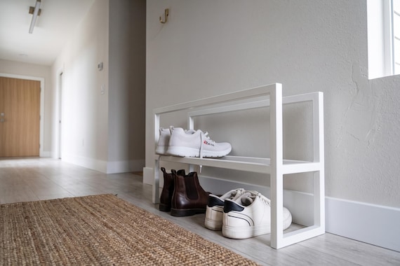 Metal Shoe Rack 2 Tier, Entryway Shoe Organizer, Modern Shoe Storage Shelf, Industrial Shoe Stand