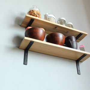 2 Set wall spice racks Wall mounted kitchen storage Kitchen shelves Jar shelf Kitchen decor organizer Floating wooden kitchen rack image 6