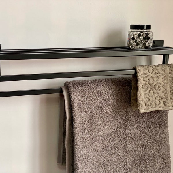 Bathroom towel rack, Towel Holder, Wall Mount Metal Towel Storage, Decorative and Stylish Bathroom Organizer, Housewarming Gift For Her