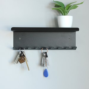 Wall mounted key shelf, organizer with keys hooks for modern front door, Key shelf holder, Metal key shelf, Entryway Mail Organizer
