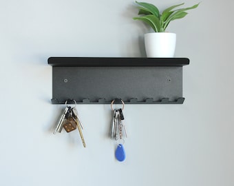 Wall mounted key shelf, organizer with keys hooks for modern front door, Key shelf holder, Metal key shelf, Entryway Mail Organizer