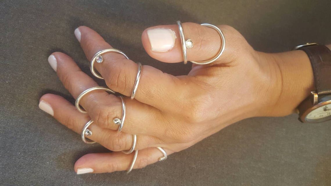 Juego de 5 férulas de anillo de plata con cuello de cisne - Etsy España