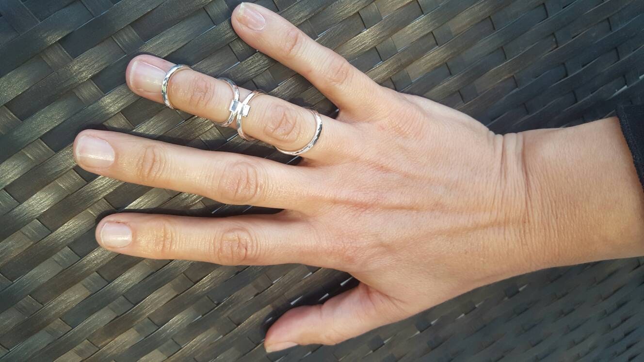 EDS hypermobility double knuckle silver ring splint