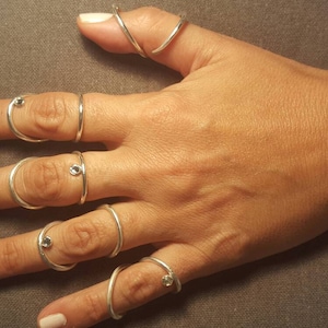 Swan Neck silver ring splint set of 5