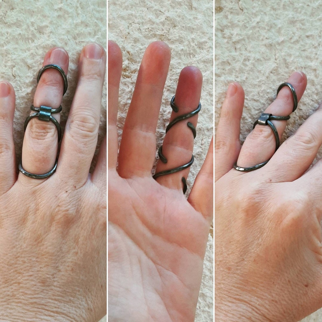 EDS Ehler Danlos Hypermobility Finger Double Joint Support. Silver 925. Oxidized. Etsy