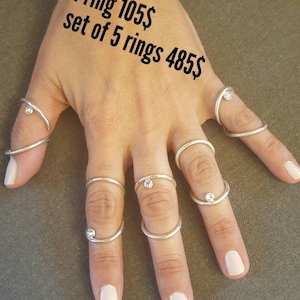 Swan Neck silver ring splint set of 5