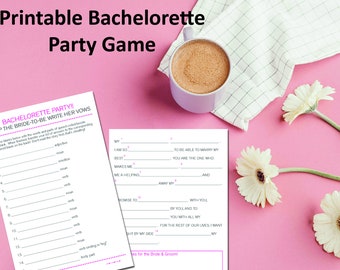 Fun Bachelorette Mad Libs Game Instant Download 5x7 Printable Hot Pink ...