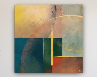 Large Abstract painting with Geometric shapes & Vibrant colors -   Modern wall art on canvas, a Limited Edition Giclee Print from the artist