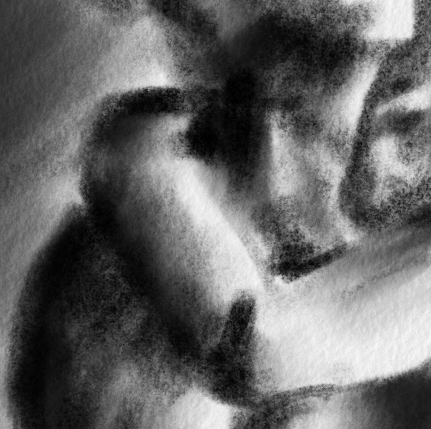 Original Drawing Male Nude Couple Embracing - Vine Charcoal Sketch on