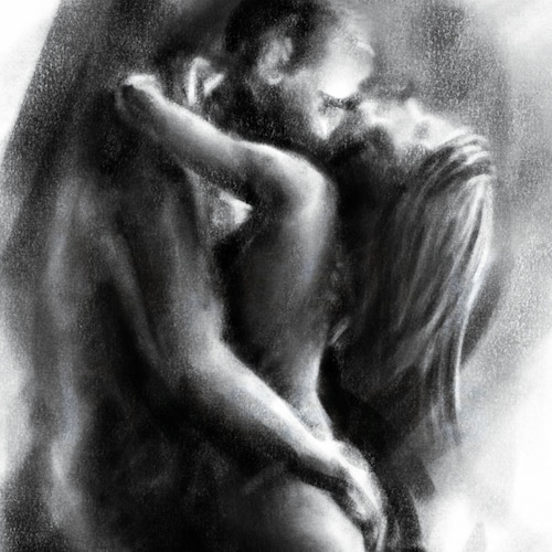 Large Charcoal Drawing of a Couple Embrace Lovers Intimate - Etsy