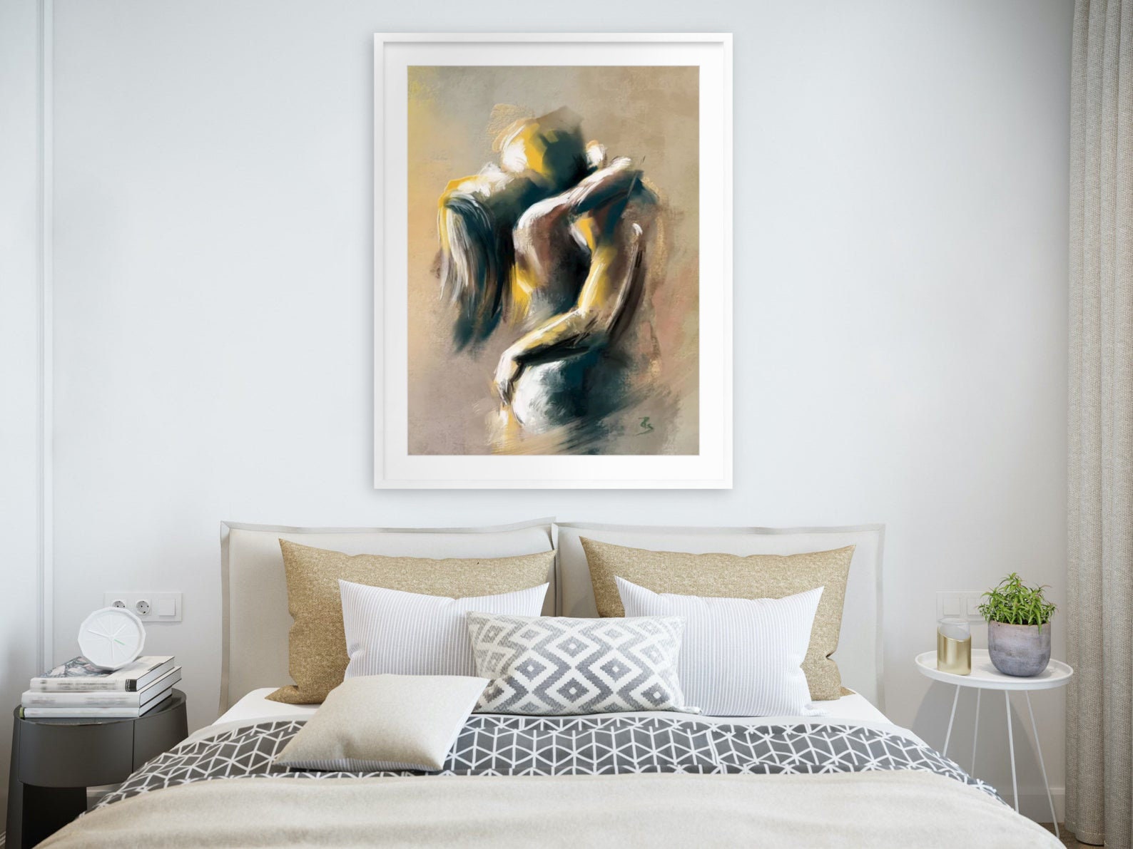 Abstract Oil Painting of a Couple Embracing Sensual Wall Art Etsy