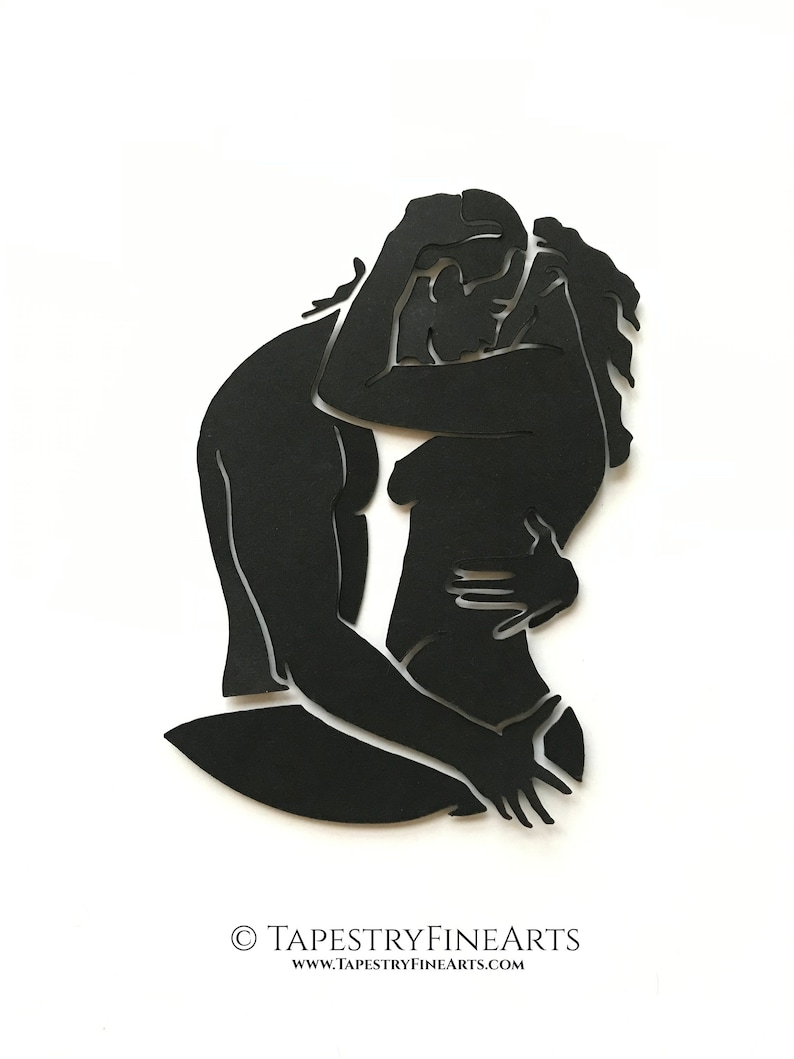 Desiderio - Silhouette degli innamorati, un'originale Fine Paper Art - Regalo personalizzato unico nel suo genere, in una profonda cornice quadrata, Design d'interni minimalista immagine 1