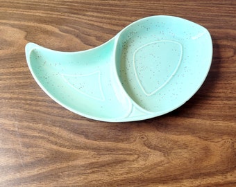 mid century turquoise divided dish