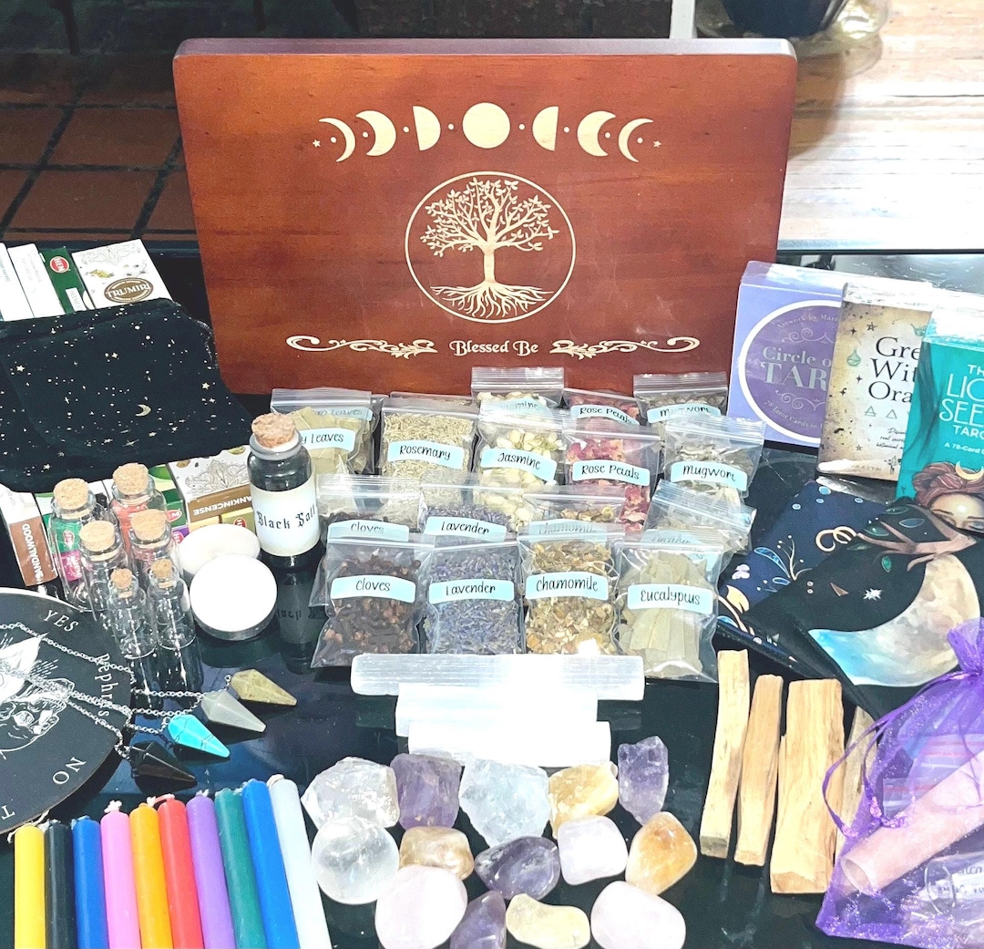 Witch Ritual Set Beginner Witch Kit: Crystals, Herbs, Candles & Altar Cloth - Etsy