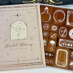 Moonlit Alchemy Bullet Journal Stamp Set - Set of 19 Magic Themed Stamps