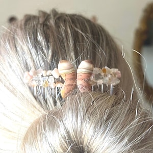 Handmade Crystal Hair Comb Clips: Natural Stone Hair Pins