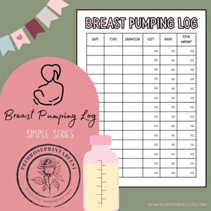 Simple Exclusive Breast Pumping Log Tracker Unlimited Printable Digital Download PDF