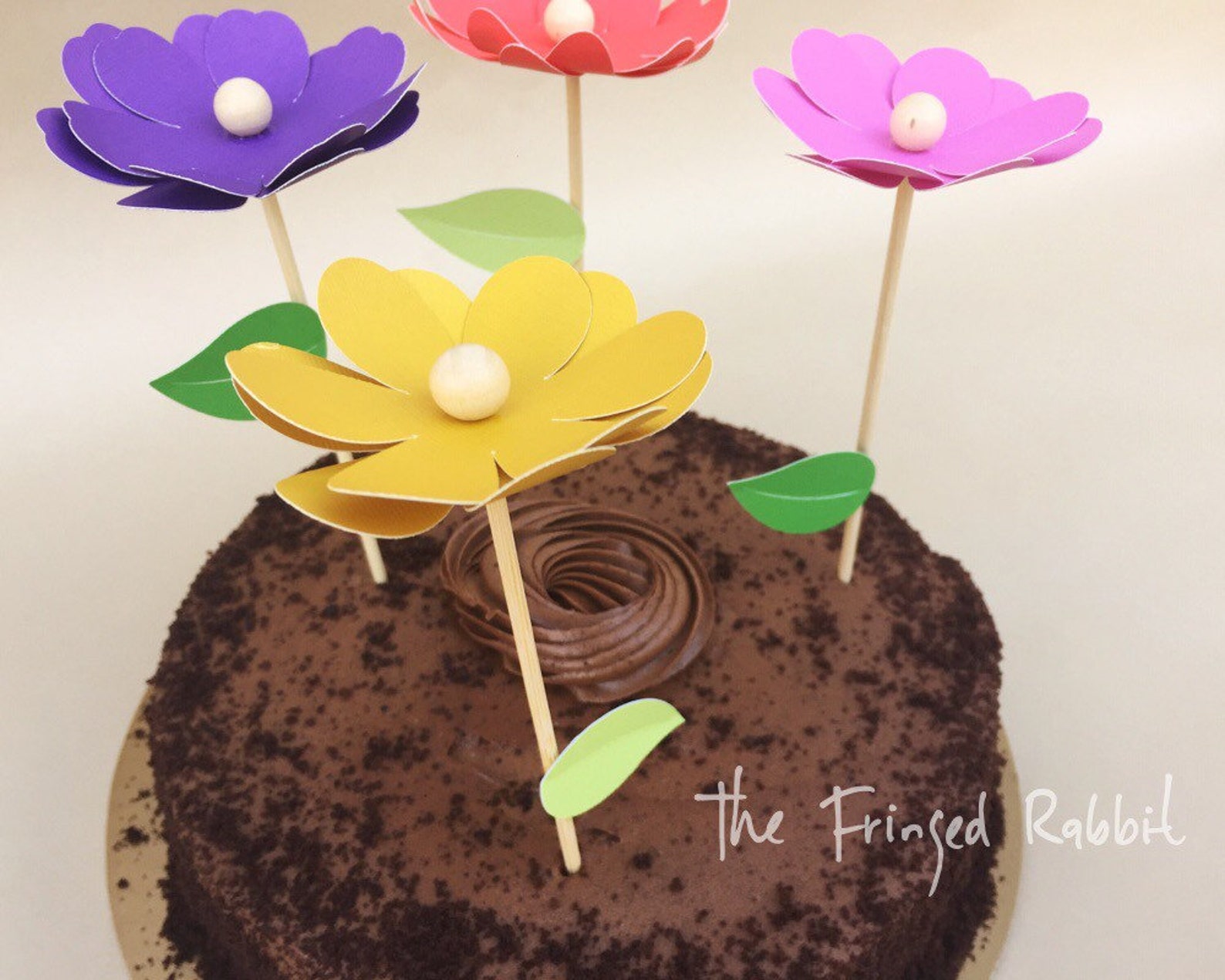 3D Paper Flower Cake Topper Set of 4 Etsy