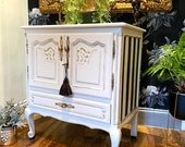 Shabby Chic French Painted Oak TV unit Drinks Cabinet Sideboard in Fusion mineral Raw Silk