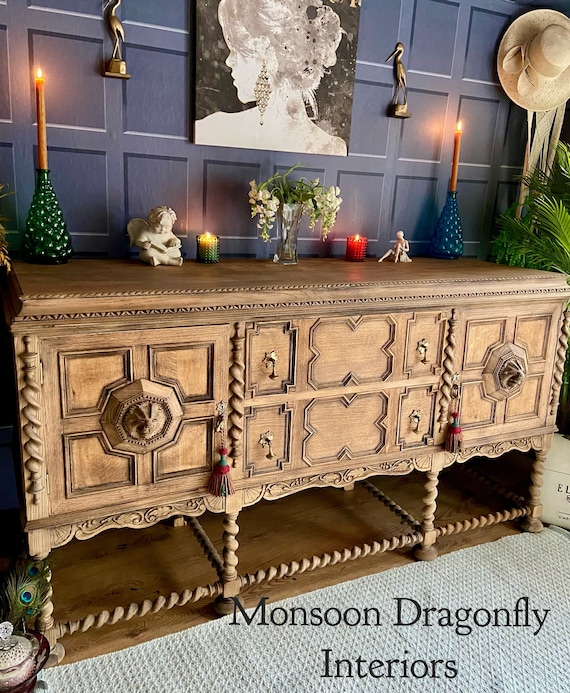 Absolutely Stunning Antique Solid Oak Sideboard Sanded Back to