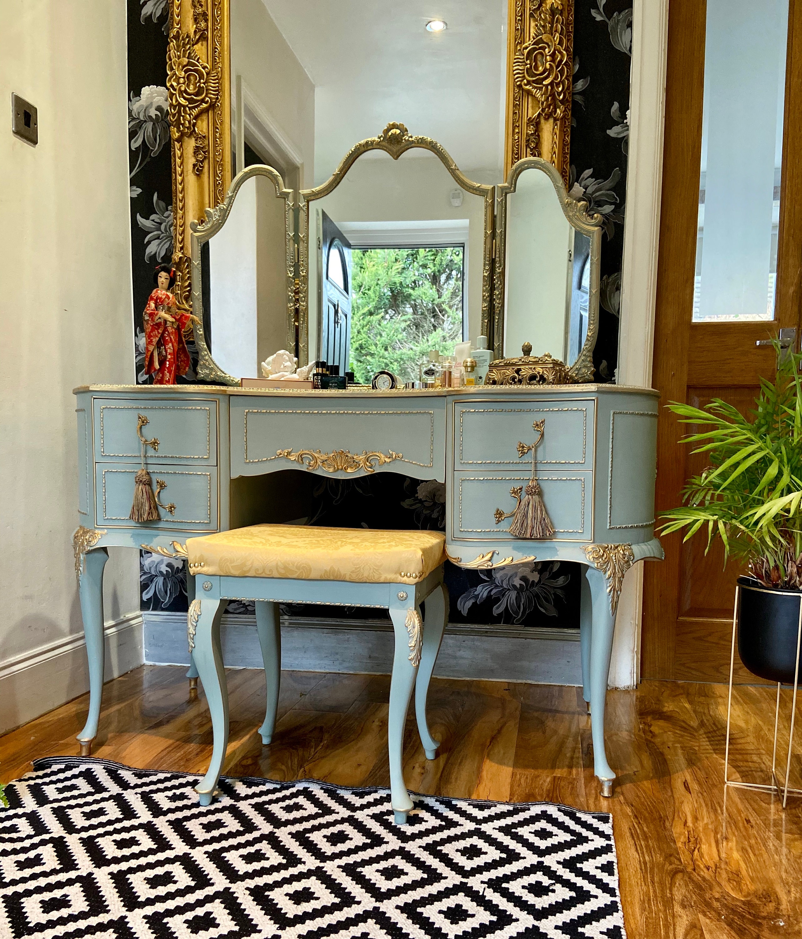 Duck egg blue dressing table stool discount