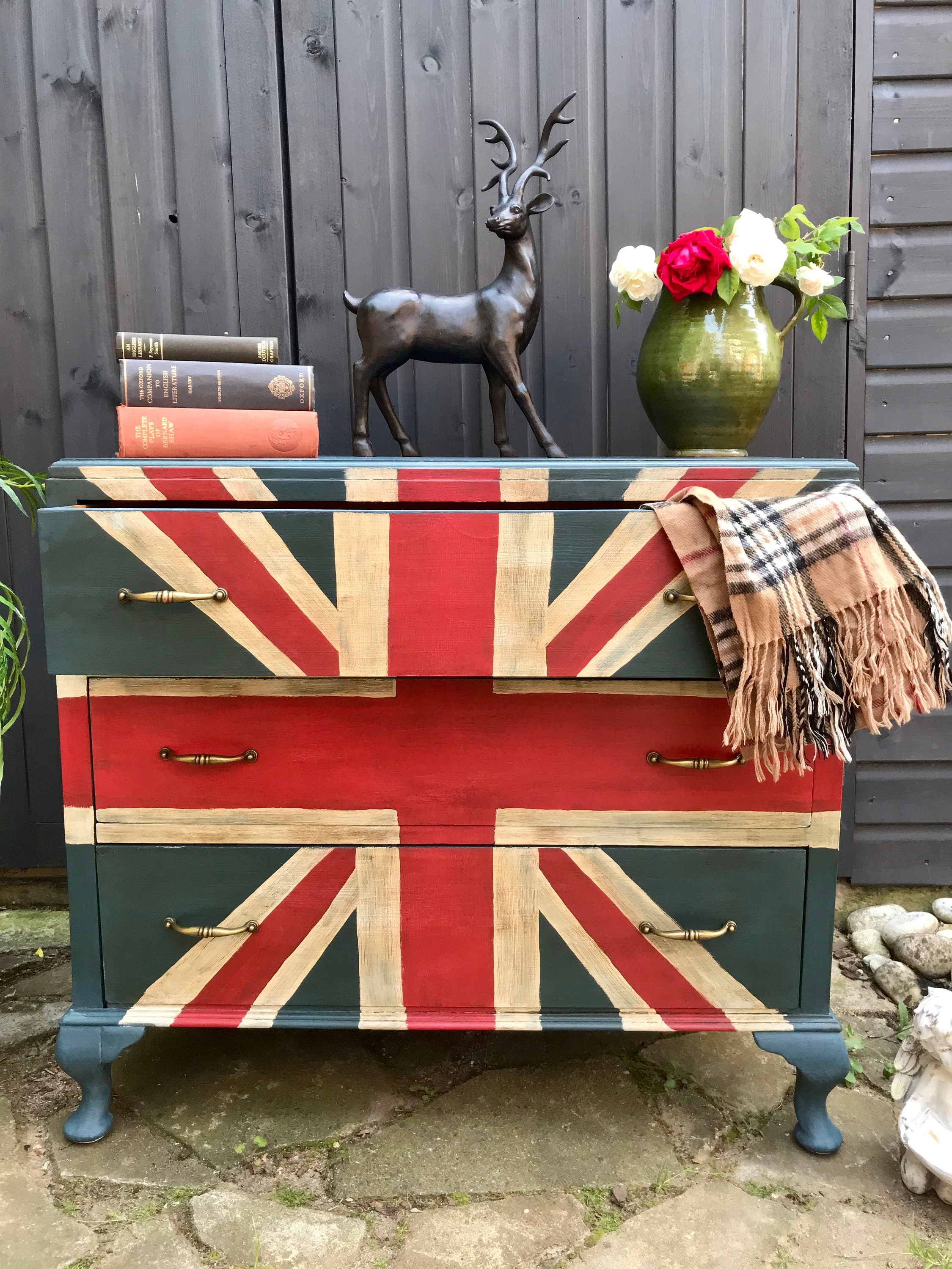 Union Jack Victorian Solid Wood Chest of Drawers Hand