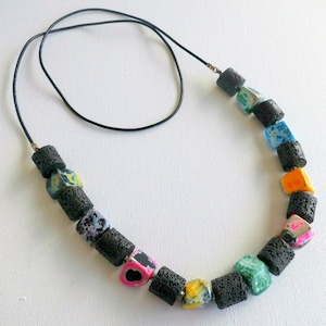 Colorful beaded necklace, Cord necklace, Long bead necklace, Handmade gemstone necklace, Long statement necklace