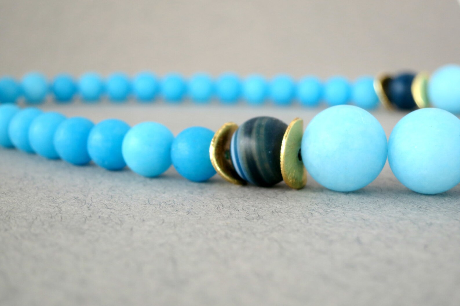 Blue Beaded Necklace, Blue Statement Necklace, Light Blue Necklace