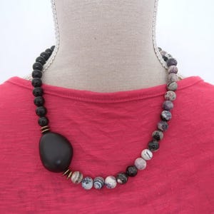 Teacher appreciate gifts, Unique necklace,  Black purple necklace,  Asymmetric necklace, Statement beaded necklace