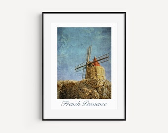 French Windmill Wall Art Provence Windmill Poster France Poster Daudet Windmill Print Provence Fontvieille French Country Wall Decor