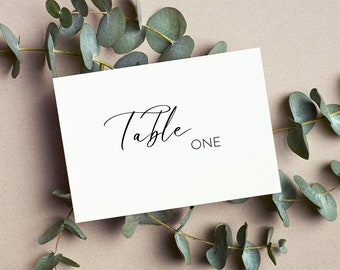 Table Number Cards | Wedding Table Decor | Digital Download | Elegant Minimalist Table Numbers