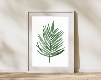 Palm Leaf Print, Printable Wall Decor, Boho Print, Wall Art, Watercolor Palm Leaf