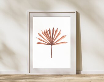 Palm Leaf Print, Printable Wall Decor, Boho Print, Coastal Print, Watercolor Palm Leaf