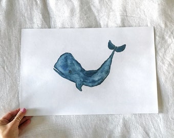 Whale Print | Gilded Whale Print | Coastal Chic Decor | Whale Art | Ocean Art | Nautical Print | Whale Painting | Coastal Home Decor