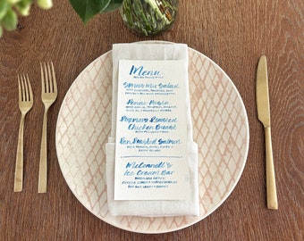 Custom Watercolor Wedding Menu | Hand-Lettered Calligraphy Reception Decor