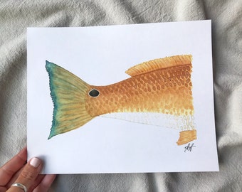 Redfish Print | Fish Print | Coastal Decor | Fish Art | Ocean Art | Nautical Print | Redfish Painting | Coastal Home Decor | Red Drum